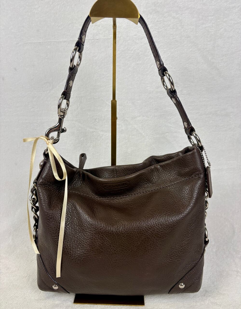 Coach Carly Hobo Bag in Dark Chocolate Brown Leather